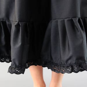 Black Cotton Petticoat Plain Edged Lace Edged or Broderie Anglaise Choose Length Waist Brod/Anglaise Edge