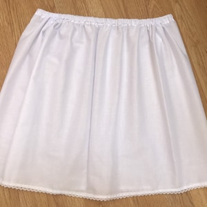 Lightweight White Cotton Half Slip – Lace Edged, Custom Length & Waist, Breathable Underskirt