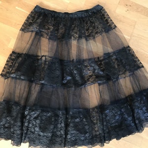 Longer Length Black Lace and Net Petticoat with Lace edging Choose Length + Waist