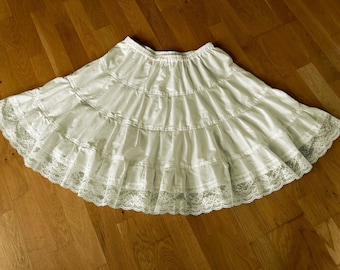 50s  Lace Edged  Cotton Petticoat Ivory Choose Length + Waist