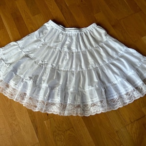 Lace Edged  Cotton Petticoat White 50s Style Choose Length + Waist