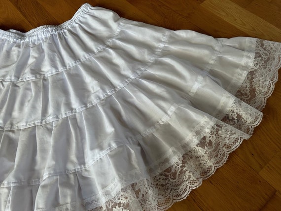 Lace Edged Cotton Petticoat White 50s Style Choose Length +