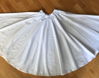 Plain Full Circle Petticoat with delicate tiny lace edge, White, Ivory or Black - Choose length and waist - made to order