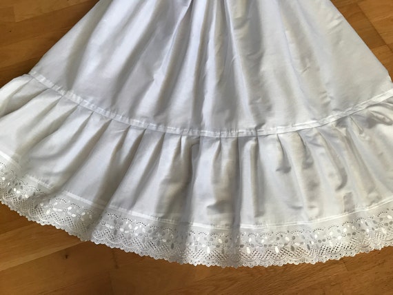 Lightweight Full Cotton Petticoat With Anglaise Eyelet Trim Made