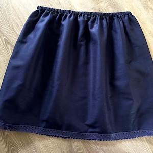 Navy Cotton Half Slip - Lace Edged - Choose Length + Waist