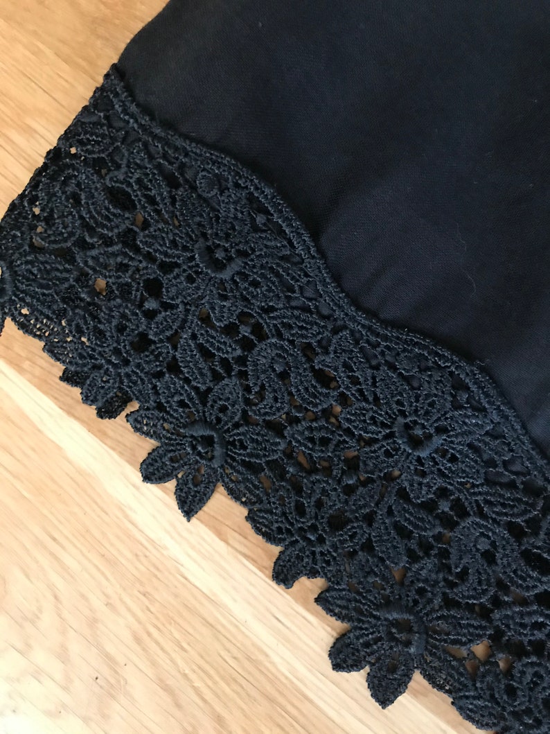 Black Cotton Lawn Slip Skirt With Guipure Lace Edge Underskirt Etsy
