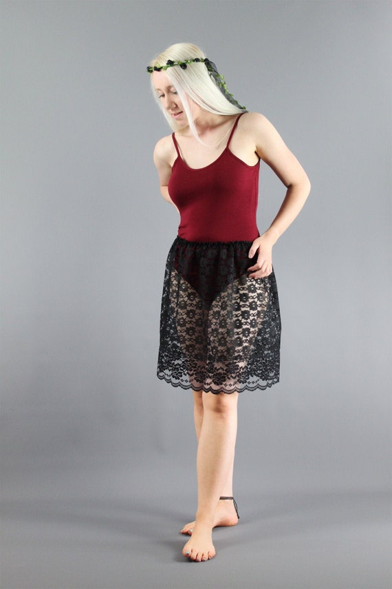 Delicate Black Lace Skirt Extender Choose Length Waist Etsy UK