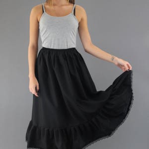 Black Cotton Petticoat Plain Edged Lace Edged or Broderie Anglaise Choose Length Waist image 4