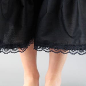 Black Cotton Petticoat Plain Edged Lace Edged or Broderie Anglaise Choose Length Waist Lace Edged