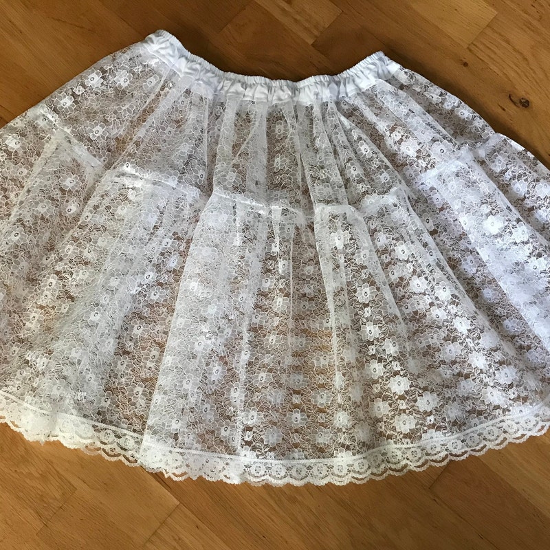 Eleanor Ivory/Pink Lace Faldon Skirt