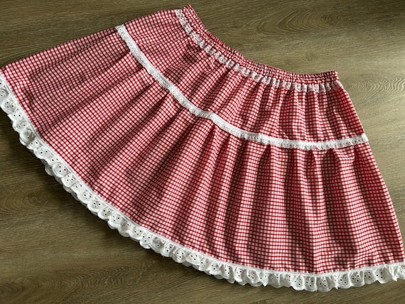 Pink gingham mini skirt sale