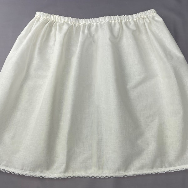 Ivory Cotton Half Slip - Lace Edged - Choose Length + Waist