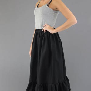 Black Cotton Petticoat Plain Edged Lace Edged or Broderie Anglaise Choose Length Waist image 2