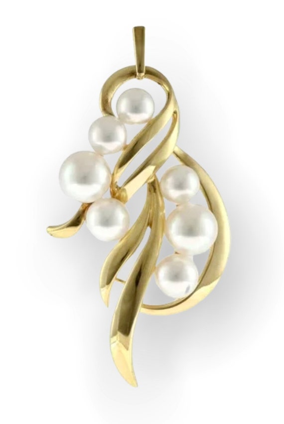 Beautiful Mikimoto 18k Gold & Akoya Pearl Pendant - image 2