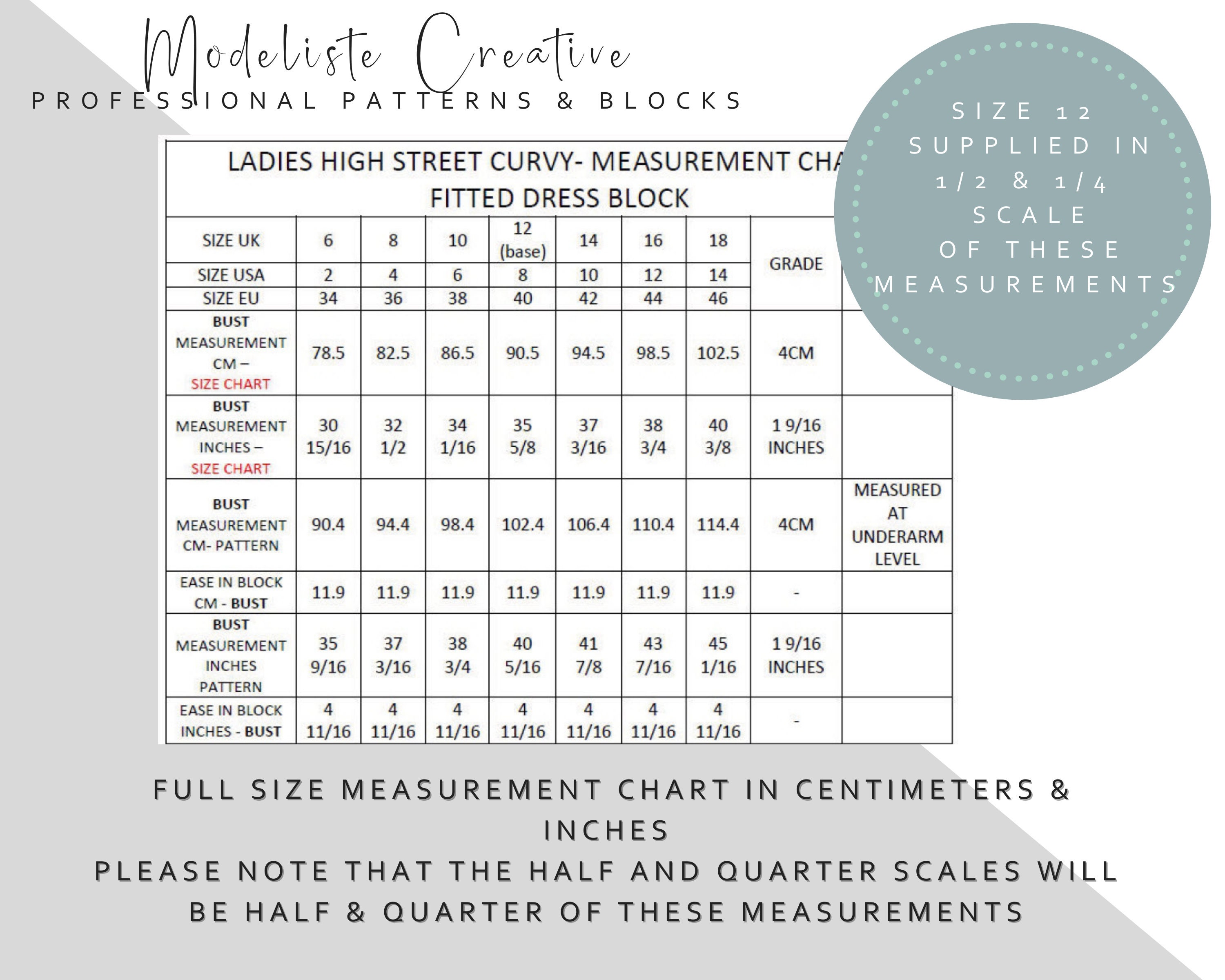 PDF Half & Quarter Scale Fitted Dress Blocks - Perfect Scaled Versions ...