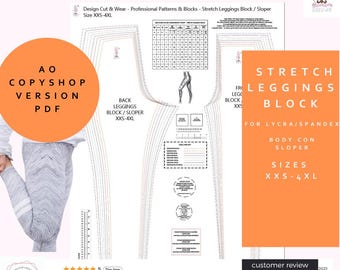 Stretch Legging Block - Size XXS-4XL-UK, USA & Eu Sizing- For Pattern Cutters and Designers- Professional Blocks -A0 Copyshop Version P D F