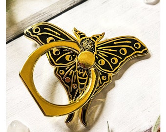 Moth Phone Holder | Lunar Moth Phone Ring | Witch Finger Ring Grip