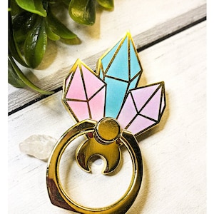 Anillo de cristal para teléfono / Soporte para teléfono con cristales de cuarzo / Bonito soporte para smartphone
