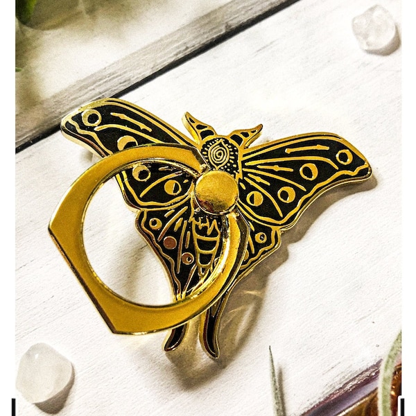 Moth Phone Holder | Lunar Moth Phone Ring | Witch Finger Ring Grip