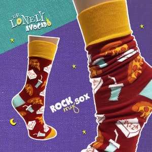 Pizza Socks | Mens Pizza Socks | Boys Pizza Socks | Pizza Crew Socks