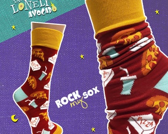 Pizza Socks | Mens Pizza Socks | Boys Pizza Socks | Pizza Crew Socks