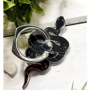 Silver/Black Snake Phone Ring - Snake Phone Holder - Astrology Smartphone Grip - Serpent