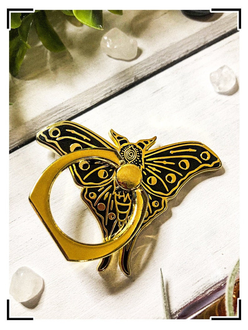 Moth Phone Holder Lunar Moth Phone Ring Witch Finger Ring Grip image 1