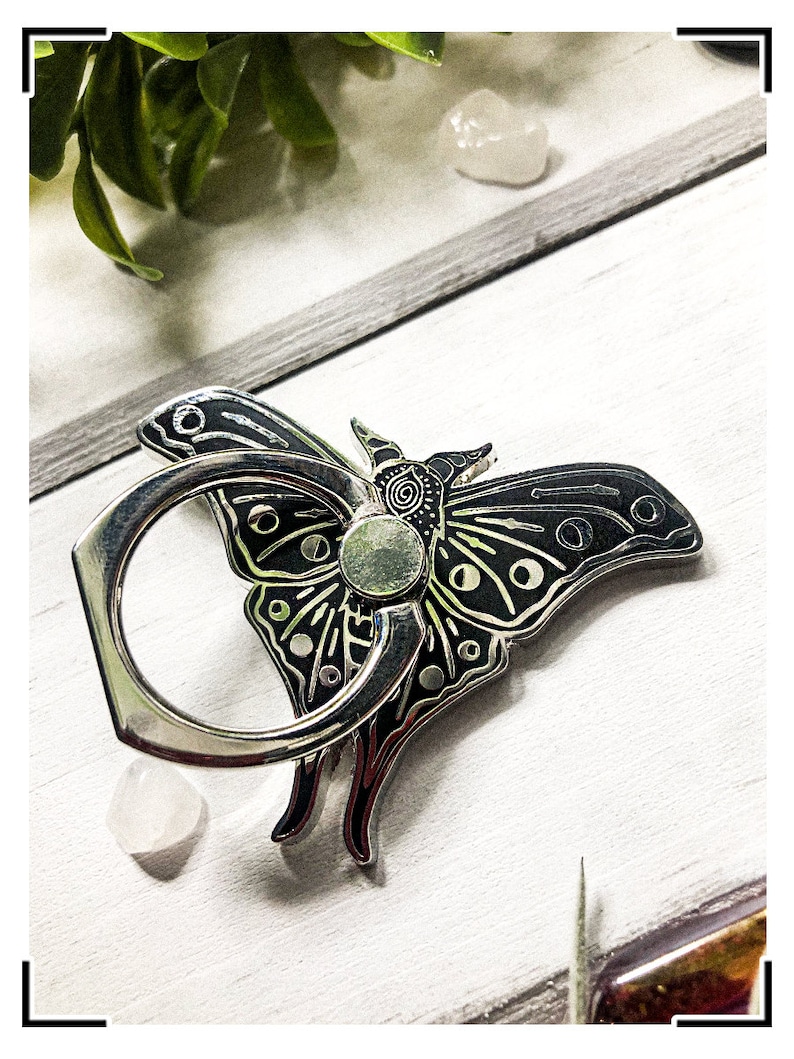 Moth Phone Holder Lunar Moth Phone Ring Witch Finger Ring Grip image 3