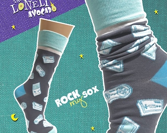 Gamer Socks - Nerd Gift - Pastel Socks - Vintage Socks - 90s Socks - Retro Gift Idea