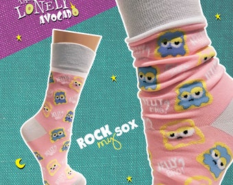 Peanut butter jelly socks, Cute pink crew socks, Kawaii woman’s socks