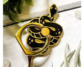 Eleganter Schlangen-Handyhalter - Gothic-Handy in Gold mit Schlangen-Handygriff