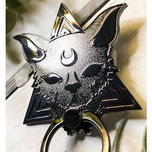 Heks kat telefoonring | Zwarte telefoonbedel | Telefoonhouder kat | Illuminati Gothic-telefoongreep