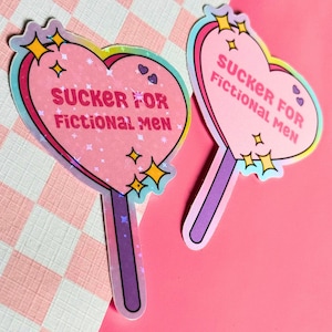 Sucker for Fictional Men Sticker | Bookish Gift | Romance Reader | Kindle Smut Romantasy Books Book Club BookTok  Bookstagram Clear Case