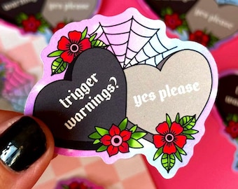 Trigger Warnings Yes Please Sticker | Bookish Gift | Reader Kindle Smut Dirty Books | Good Girl Dark Romance Club BookTok Bookstagram Grey