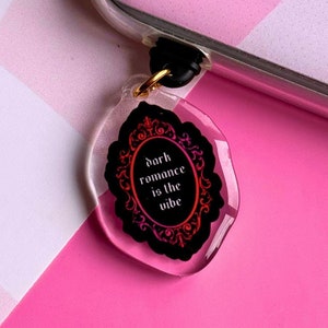 dark romance is the vibe kindle charm. romance readers, smutty books, smut reader, spicy books, kindle accessories, kobo charm, usb c plug, cute gift for readers, book lovers, booktok, zade meadows