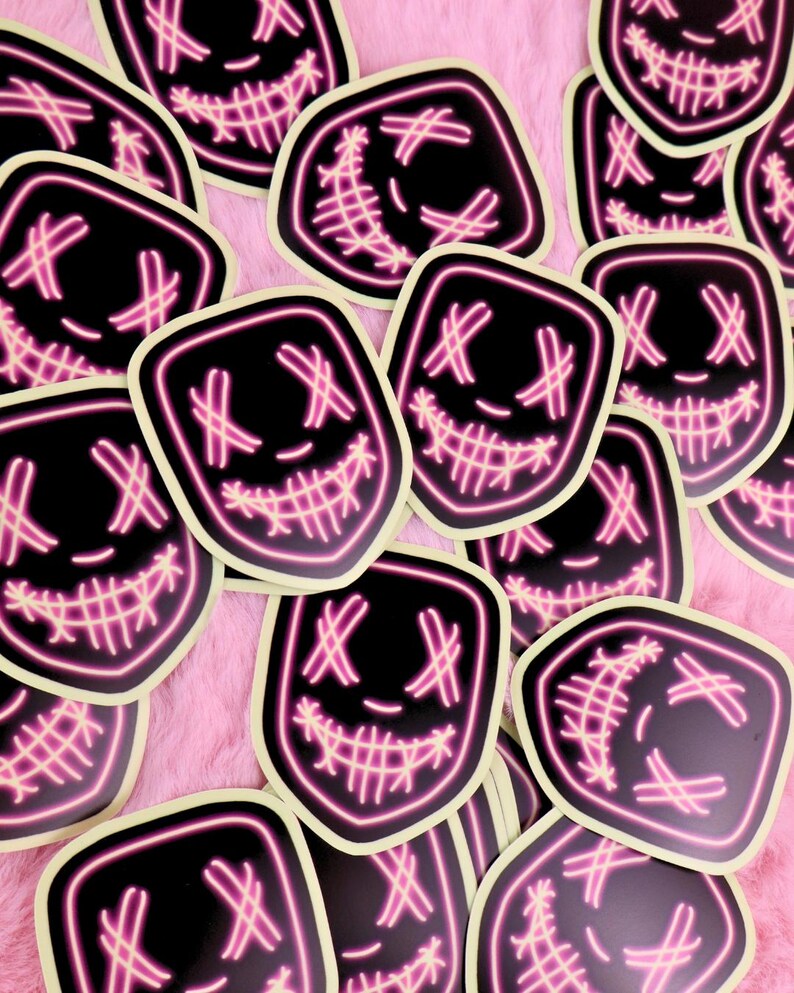 neon glow in the dark masked men, dark romance books, dark romance readers, masktok, neon masked men, booktok sticker, bookish gift, book lover, unhinged books, vinyl kindle sticker