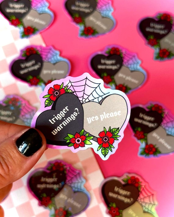 Trigger Warnings Yes Please Sticker | Bookish Gift | Reader Kindle Smut Dirty Books | Good Girl Dark Romance Club BookTok Bookstagram Grey
