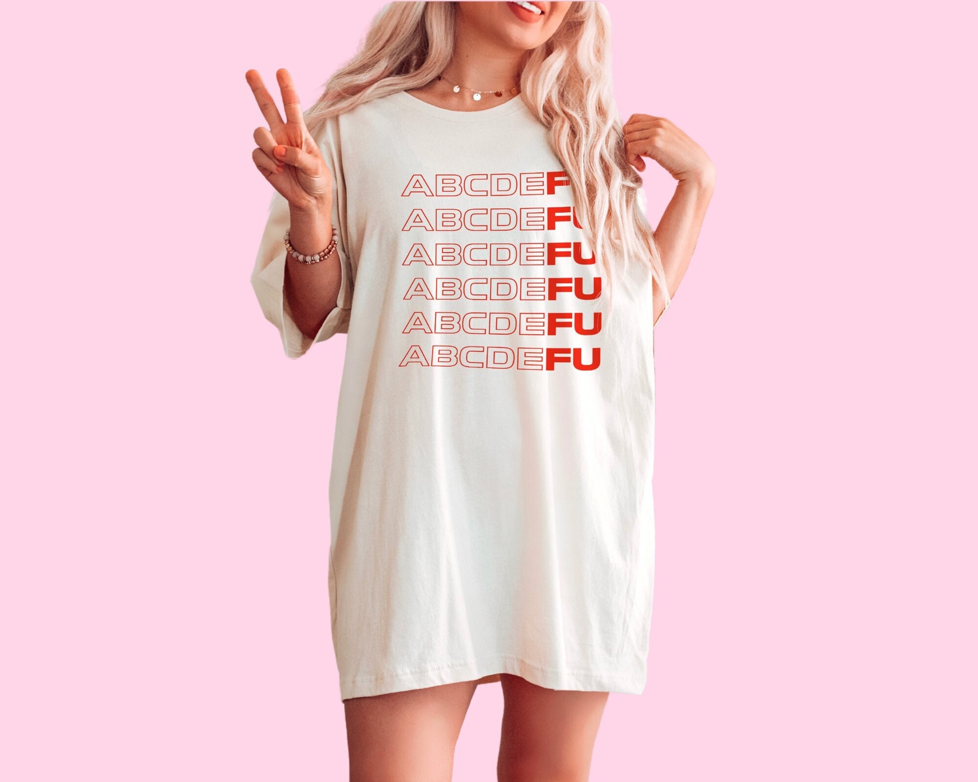 ABCDEFU Natural Color T-shirt Cute Oversized T-shirt - Etsy Australia