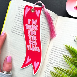 Ici pour les drapeaux rouges Bookmark Fantasy | Charbon | Romantisme | Livret | Trope livresque | Cadeau pour les amateurs de livres | Ennemis 2 Amoureux | Romance sombre