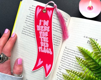 Here for the Red Flags Bookmark Fantasy | Smut | Romantasy | Booktok | Bookish Trope | Gift for Book Lover | Enemies 2 Lovers | Dark Romance