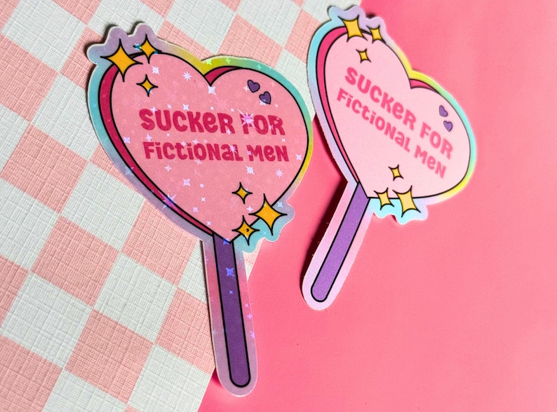 Sucker for Fictional Men Sticker | Bookish Gift | Romance Reader | Kindle Smut Romantasy Books Book Club BookTok Bookstagram Clear Case image 1