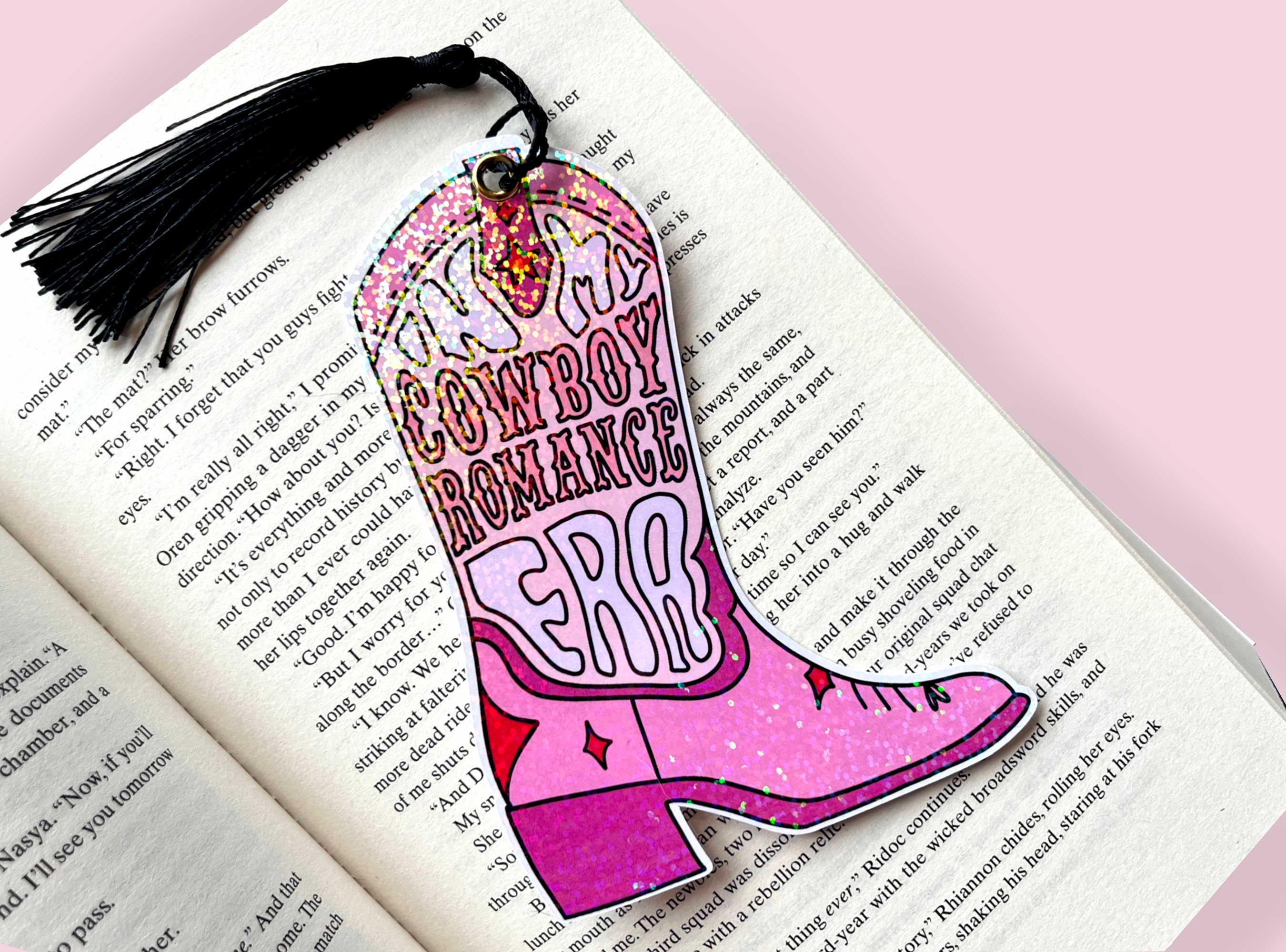 Cowboy Romance Era Boot Bookmark | Pink Bookmark | Western Glitter ...