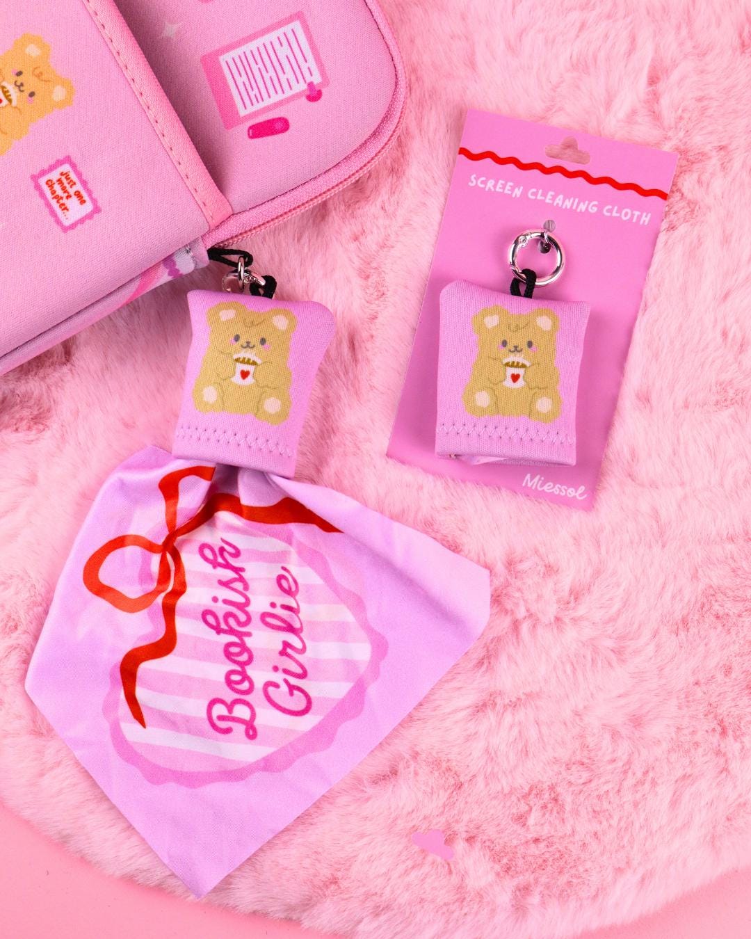 Cute Pink Screen Cleaning Cloth Keychain & Bag Hanger - Etsy