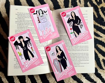 Horror Queen Halloween Spooky Bookmark I Vintage Horror 80's | Pink Sparkly Bookmark | Gift for Book Lover | Smut | Dark Romance | Thriller