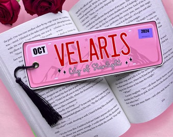 ACOTAR Velaris License Plate Bookmark | Pink Bookmark | Bookmark Coupon Ticket | Gift for Book Lover | Smut | Dark Romance Romantasy Booktok