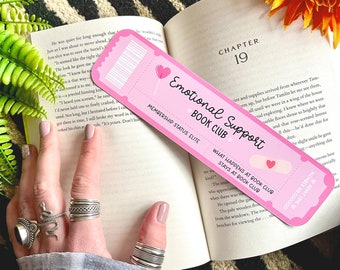 Emotional Support Book Club Bookmark Ticket | Hot Girls Read | Pink Bookmark | Bookmark Coupon | Gift For Book Lover | Smut | Dark Romance