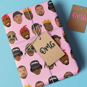 Rapping Paper | Snoop Dogg | Dr. Dre | Ice Cube | Eazy E | 2Pac | Notorious B.I.G. | Gift Wrapping Paper