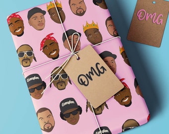 Rapping Paper | Snoop Dogg | Dr. Dre | Ice Cube | Eazy E | 2Pac | Notorious B.I.G. | Gift Wrapping Paper