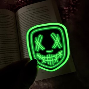 neon glow in the dark masked men, dark romance books, dark romance readers, masktok, neon masked men, booktok sticker, bookish gift, book lover, unhinged books, vinyl kindle sticker