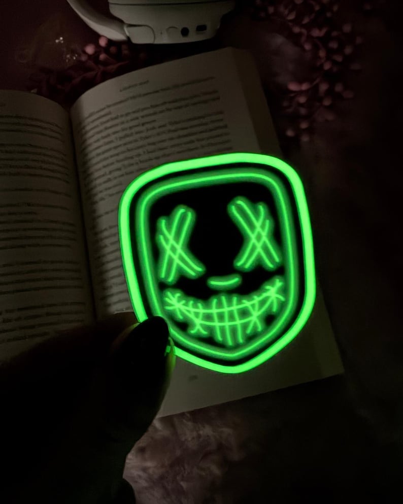 neon glow in the dark masked men, dark romance books, dark romance readers, masktok, neon masked men, booktok sticker, bookish gift, book lover, unhinged books, vinyl kindle sticker
